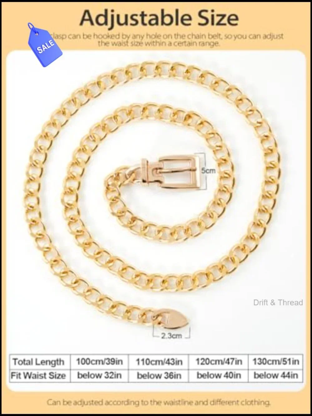 Adjustable Metal Chain Belt for Dresses - Multi-Layer Waist Chain